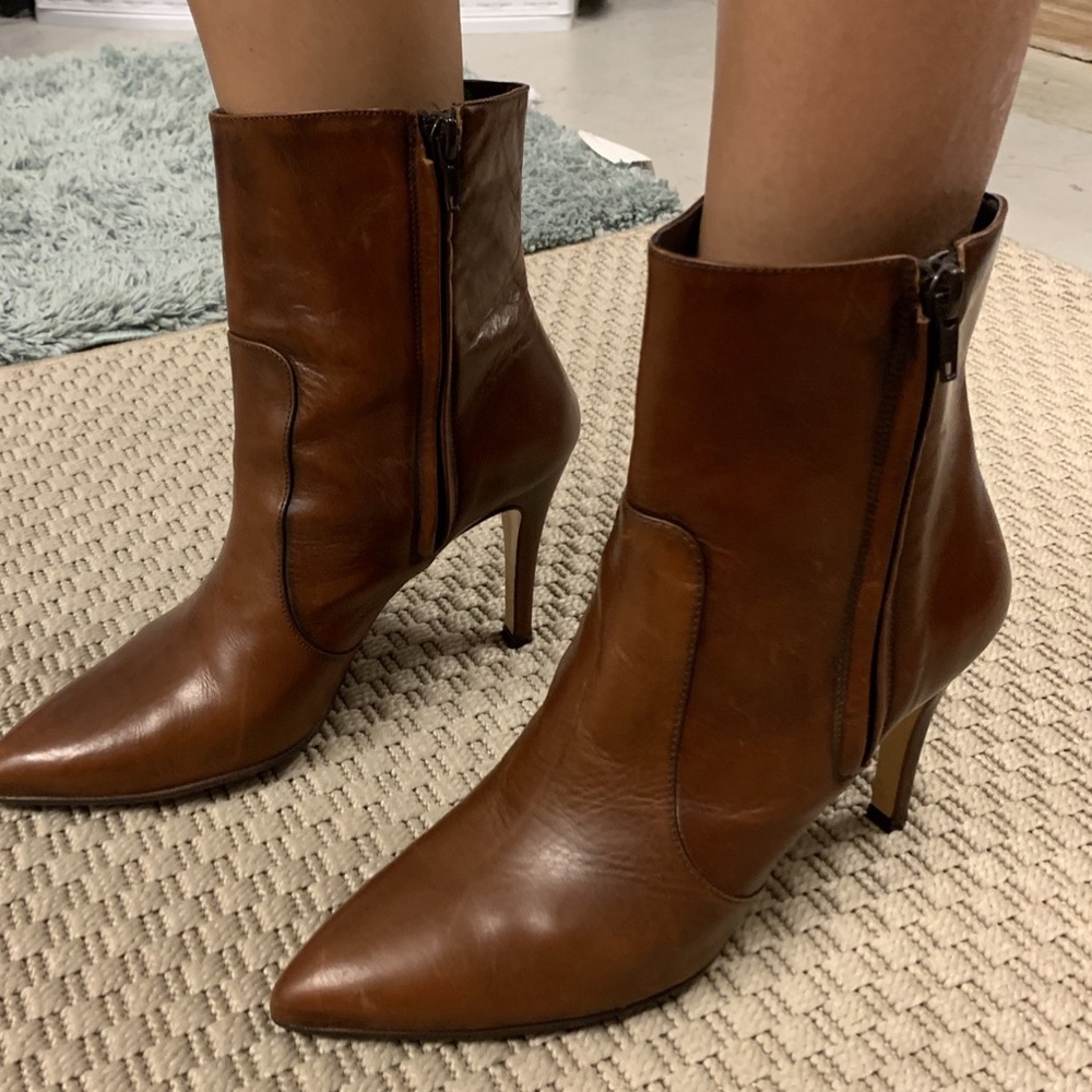 Leather brown booties